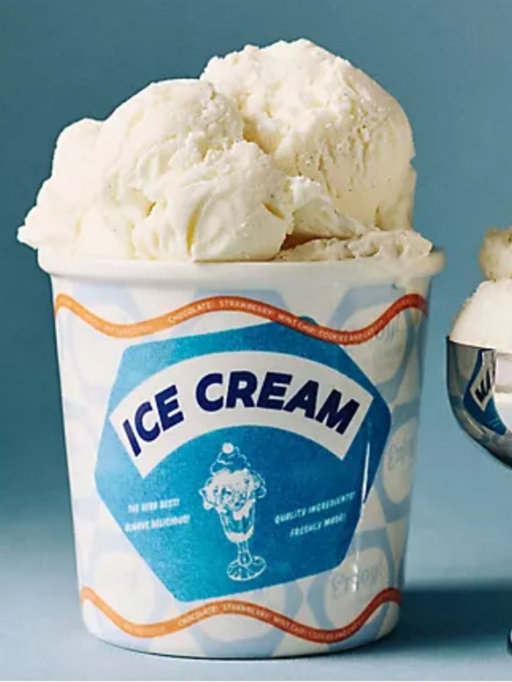 Anthropologie Ice Cream Pint Bowl Glace Stoneware in Blue and Orange